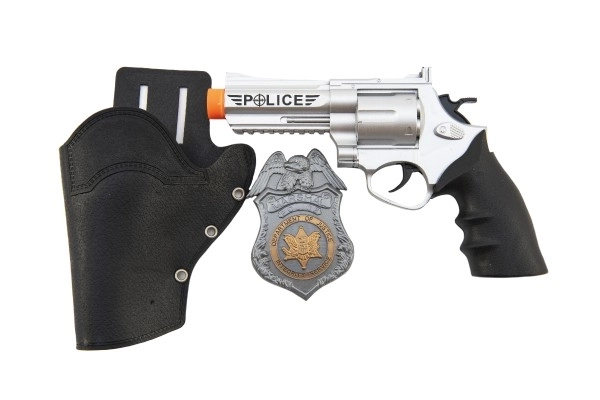 Set pistolă de poliție cu toc și insignă 20 cm