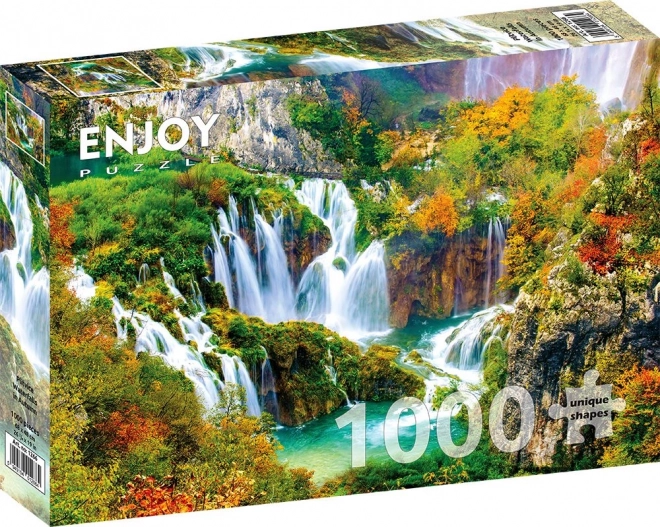 Puzzle ENJOY Cascadele Plitvice în decor de toamnă – 1000 de piese