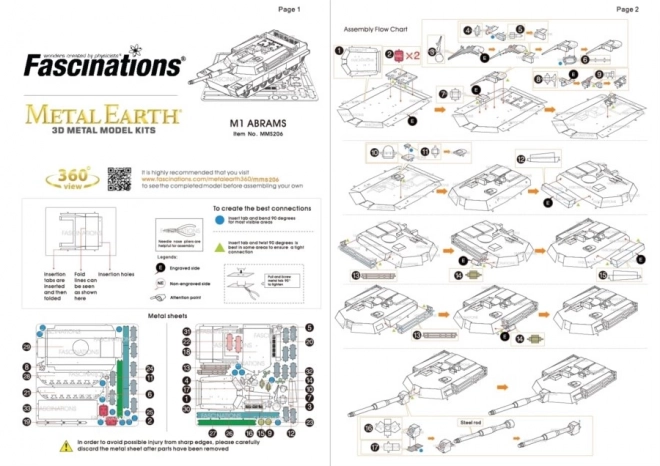 Puzzle 3D tanc M1 Abrams de la Metal Earth