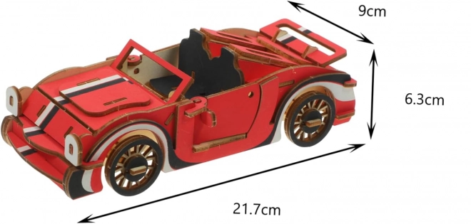 Puzzle 3D Cabriolet Roșu Din Lemn