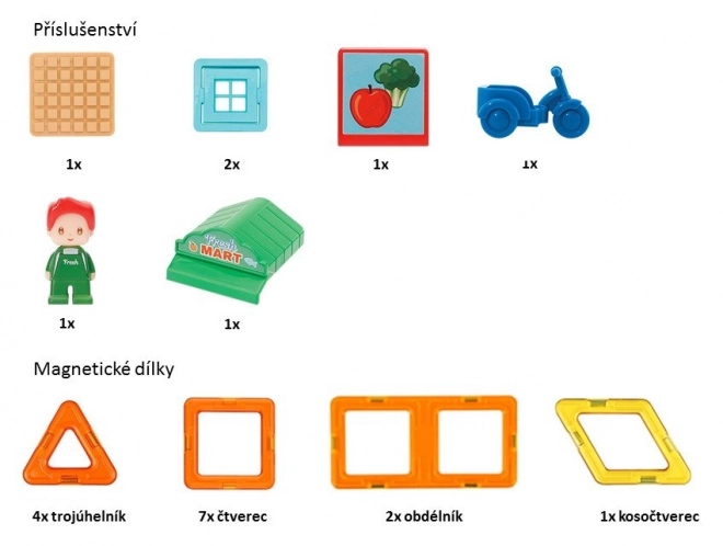 Set de construit magnetic oraș - Piață