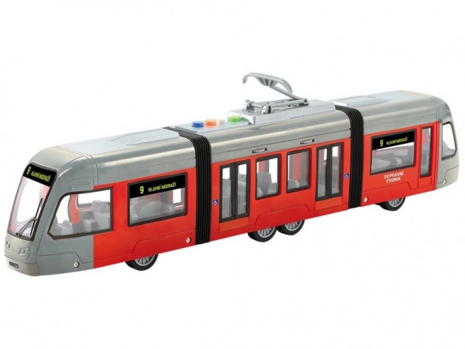 Tramvai cu mecanism de inerție cu lumini și sunete în limba cehă