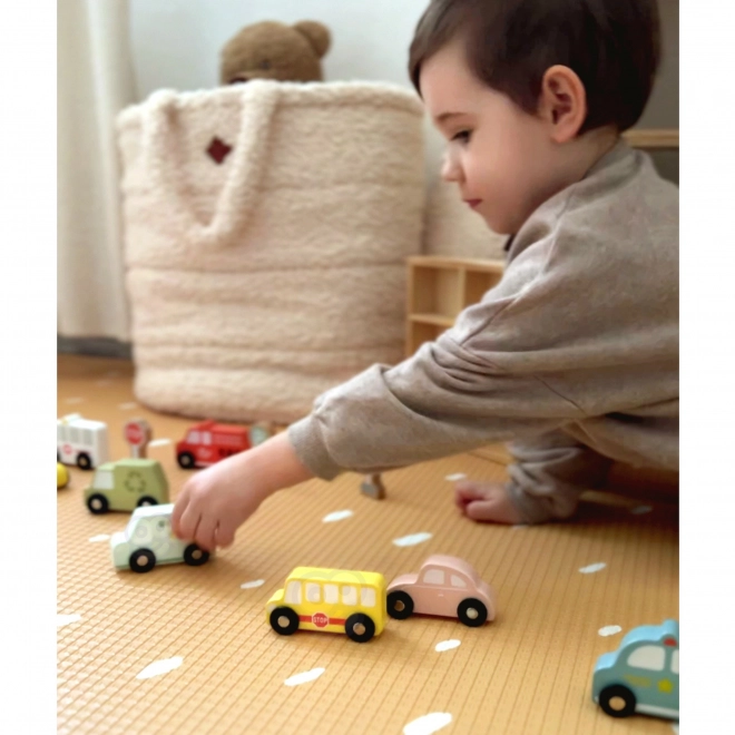 Set Vehicule și Semne de Circulație din Lemn pentru Copii