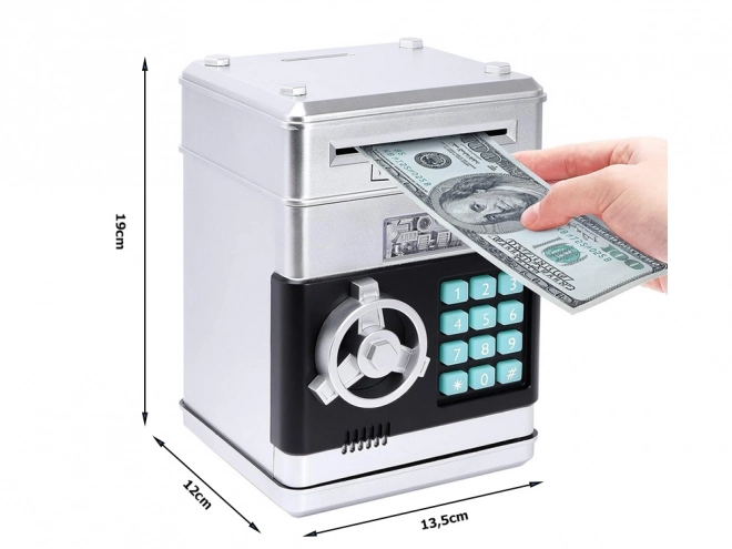 Seif mașinuță cu cod pin pentru bancnote