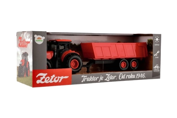 Tractor Zetor cu remorcă de jucărie cu sunet și lumină