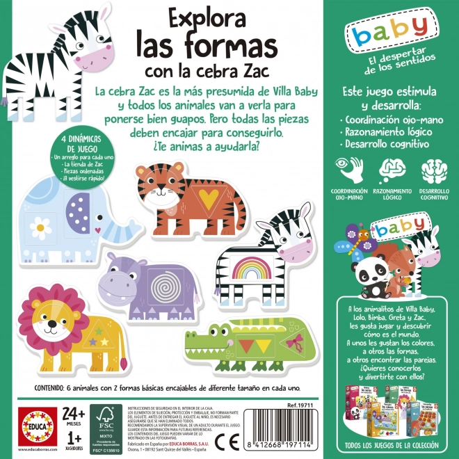 Puzzle educativ forme geometrice cu zebra Zak