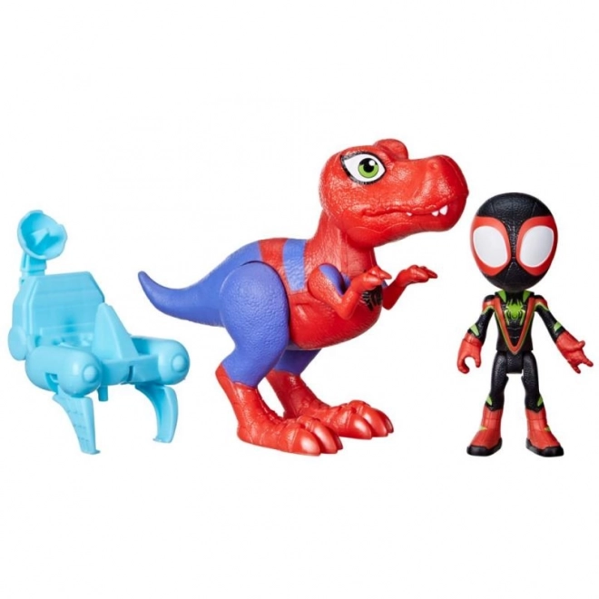 Figurină Spider-Man și prietenii săi uimitori cu dinozaur și accesorii