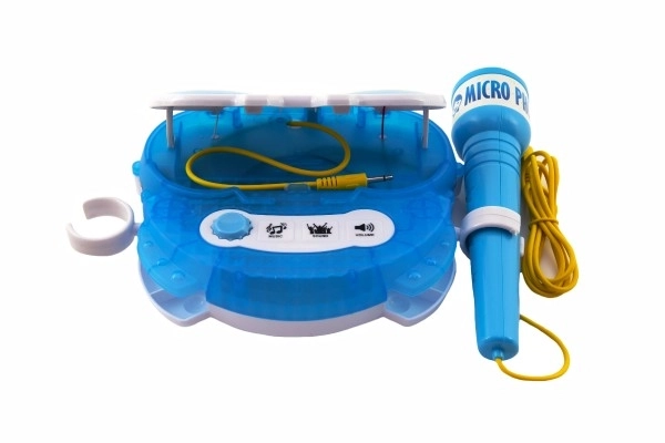 Microfon karaoke albastru cu lumini