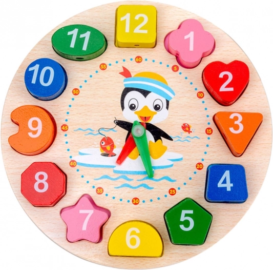 Ceasuri educative din lemn Montessori pentru copii cu cuburi de îmbrăcat