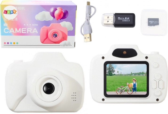 Aparat foto pentru copii Înregistrare fotografii Joc Card de memorie 64GB alb