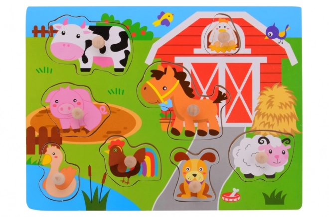 Puzzle din lemn cu mânere pentru copii