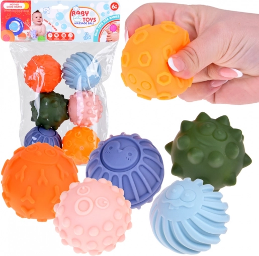 Mingi senzoriale colorate pentru copii, 6 buc