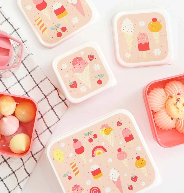 A Little Lovely Company Set de patru cutii pentru gustări – Înghețată