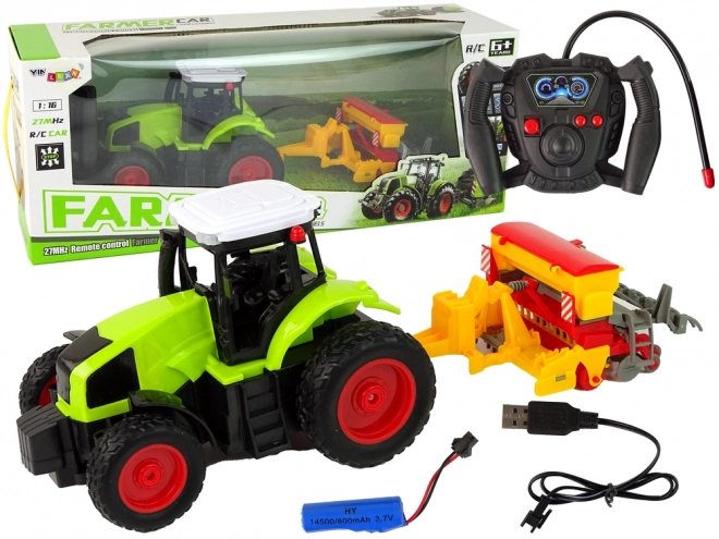 Tractor cu presă R/C 1:16 verde