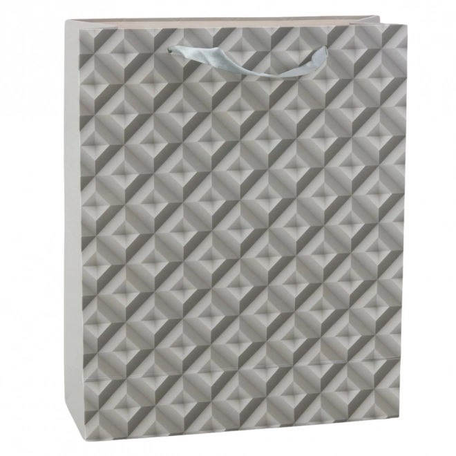 Pungă pentru cadouri cu efect geometric 3D gri