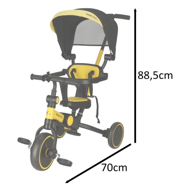 Tricicletă multifuncțională cu copertină Trike Fix V4 – Galben-negru