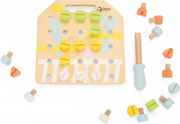 Placă de manipulare din lemn, puzzle logic Classic World