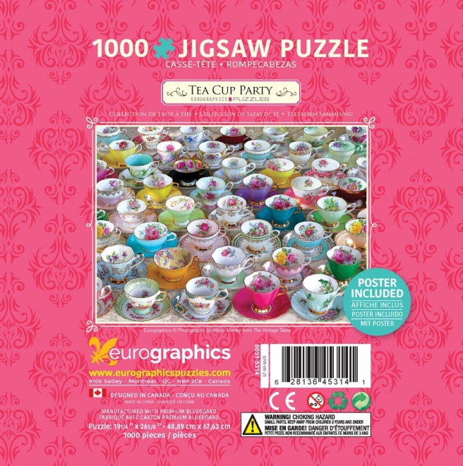 Puzzle 1000 piese - Colecția de Căni de Ceai în Cutie Metalică