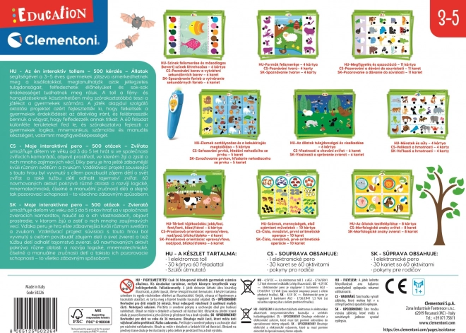 Clementoni jucărie educativă: Pixul meu interactiv - 500 de teste cu animale