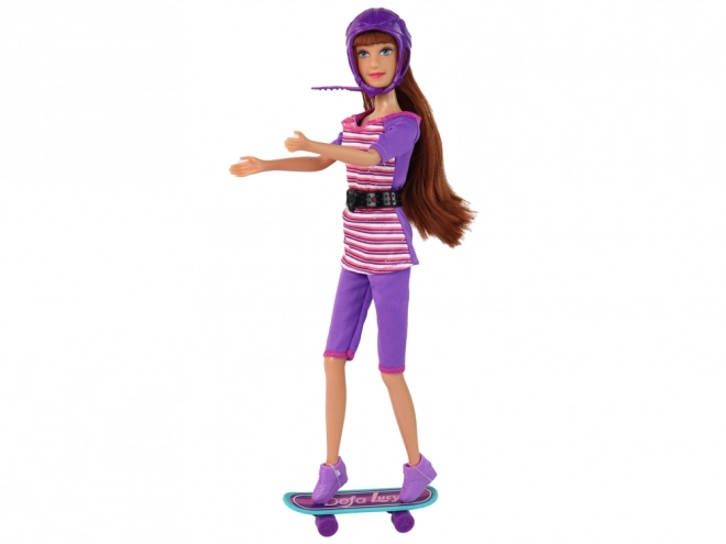 set păpuși lucy violet cu trotineta skateboard și căști