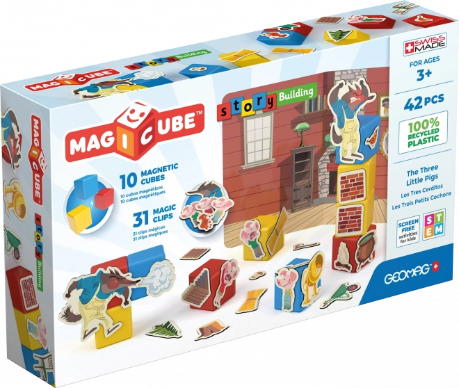 Cuburi magnetice Magicube Trei purceluși