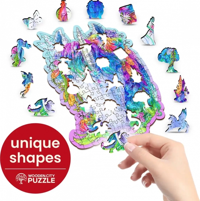 Puzzle din lemn unicorn stilat