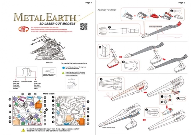 Puzzle 3D Poe Dameron's X-Wing Fighter Metale