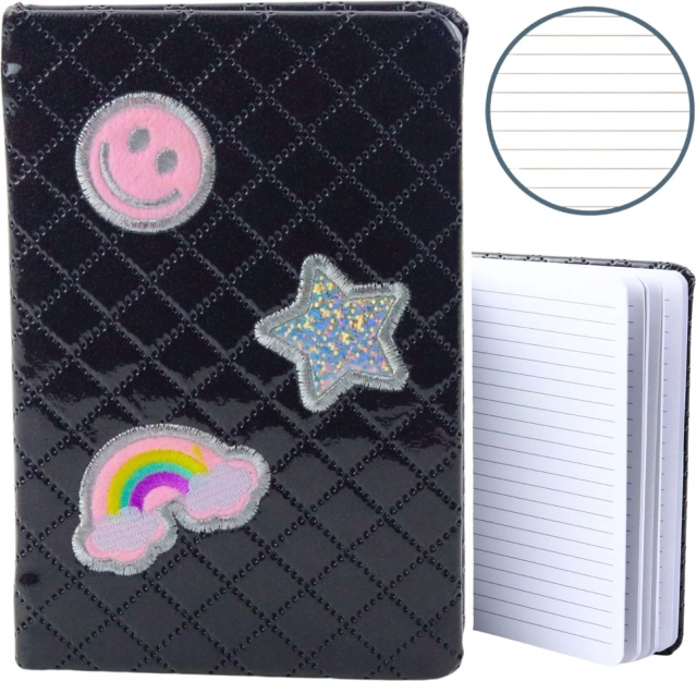 Caiet cu patch-uri negru B6 80 pagini