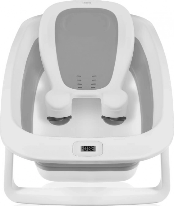 LIONelo Cadita pliabilă Babybubble cu termometru și suport Porumbel Gri