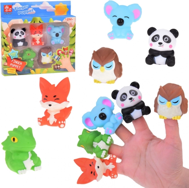 Mănuși de deget din cauciuc ZOO animale - set de 5 figurine