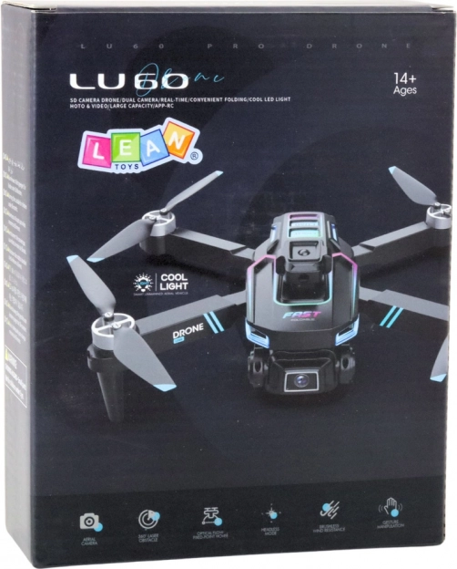 Dron LU60 cu cameră dublă HD și lumini LED negru