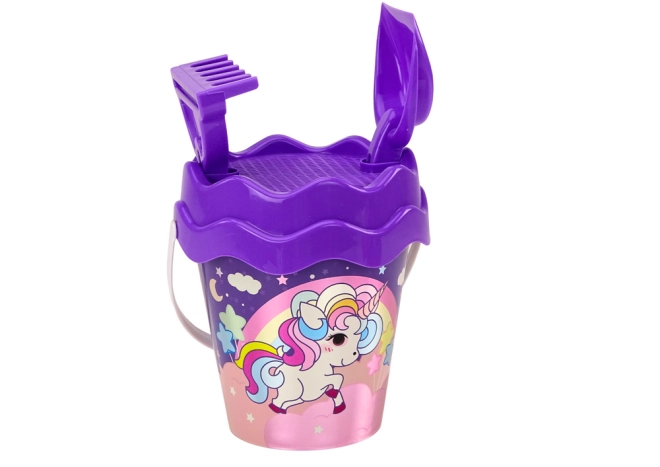 Găleată cu capac‑sită și motiv magic cu unicorn