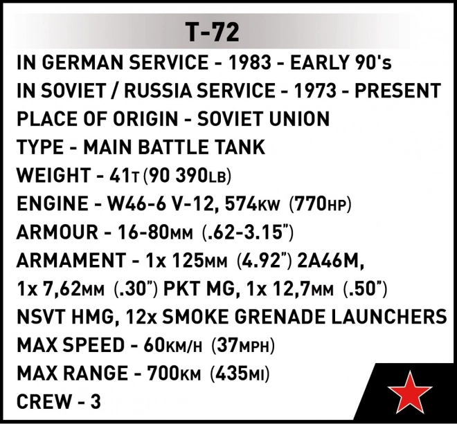 Tanc Armate COBI T-72 Est Germania/URSS