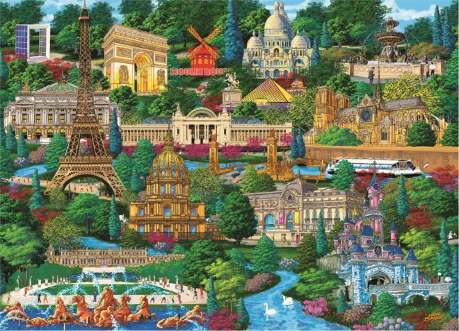 puzzle din lemn locuri celebre din Franța 1000 piese