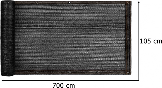 Copertina de balcon LUARO cu protecție UV și curele de strângere 105x700 cm