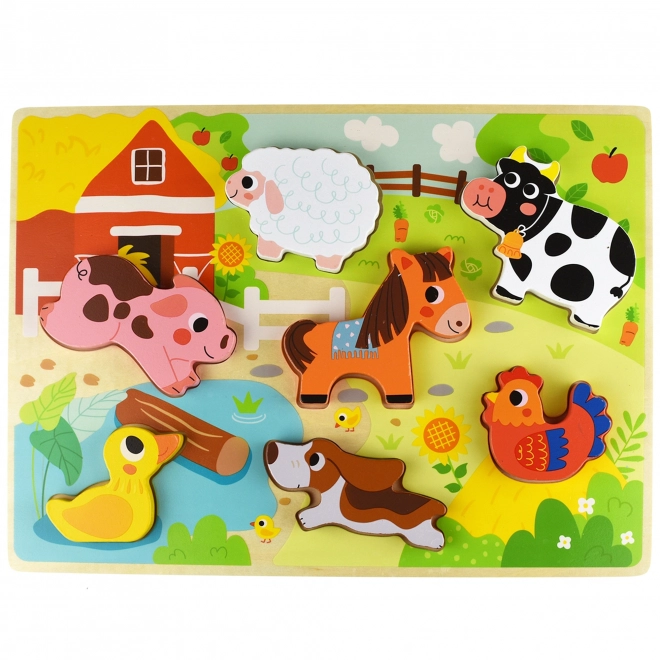 Puzzle din lemn Montessori animale de fermă