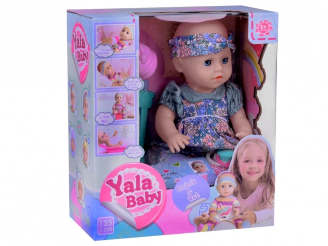 Lăbilă de gumă bebeluș cu accesorii care bea și face pipi