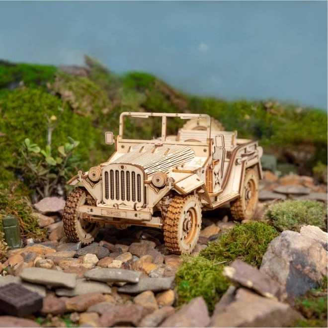 Puzzle 3D din lemn jeep militar Robotime Rokr