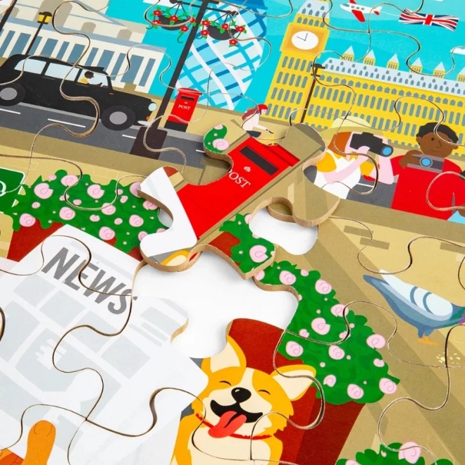 Puzzle din lemn cu podea - Londra Bigjigs Toys