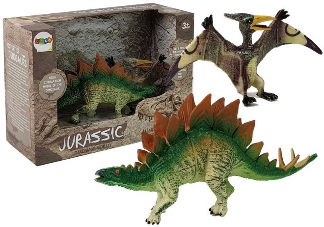 Set de figurine dinozaur Stegosaurus și Pteranodon