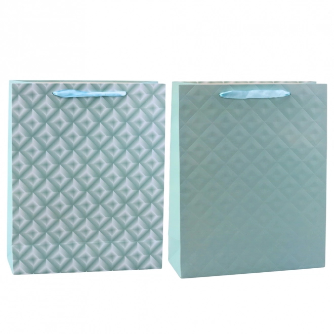 Pungă cadou cu embossment albastru turcoaz 32 x 26 x 10 cm