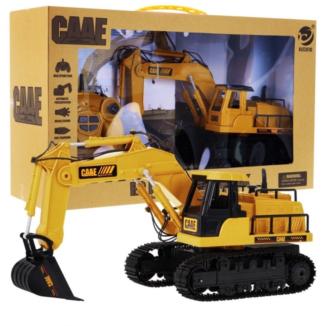 Excavator cu telecomandă pentru copii cu elemente mobile și sunete