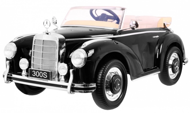 Mercedes Benz 300S Retro pentru copii Vopsea neagră + telecomandă + EVA + pornire lentă + LED MP3