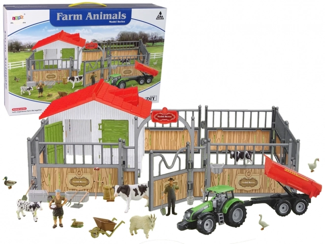 Set construcție diy fermă cu animale și gard înalt