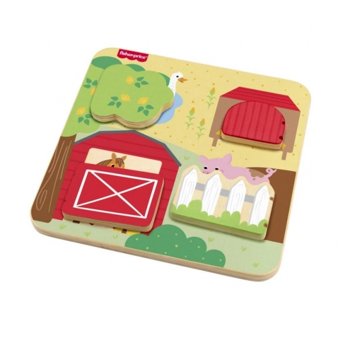 Fisher-Price Joc din lemn de-a v-ați ascunselea cu animăluțe