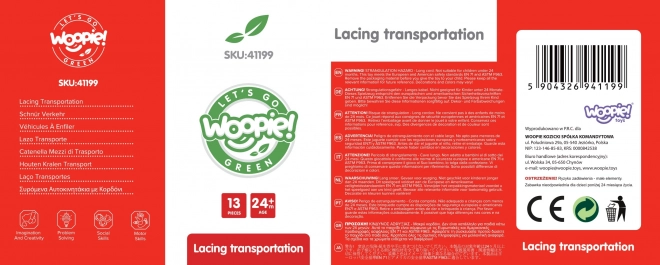 Klocki din lemn pentru înșirat vehicule Woopie