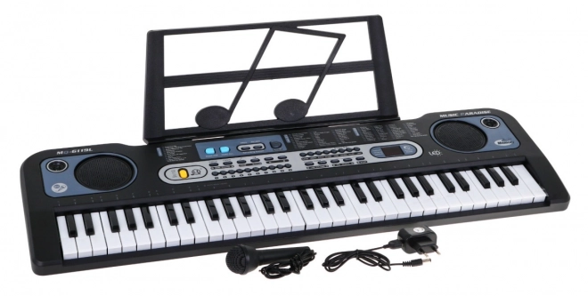 Organ electronic cu clape iluminate pentru copii 5+ cu microfon și suport pentru partituri