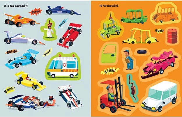 Carte cu autocolante cu temă Mașini