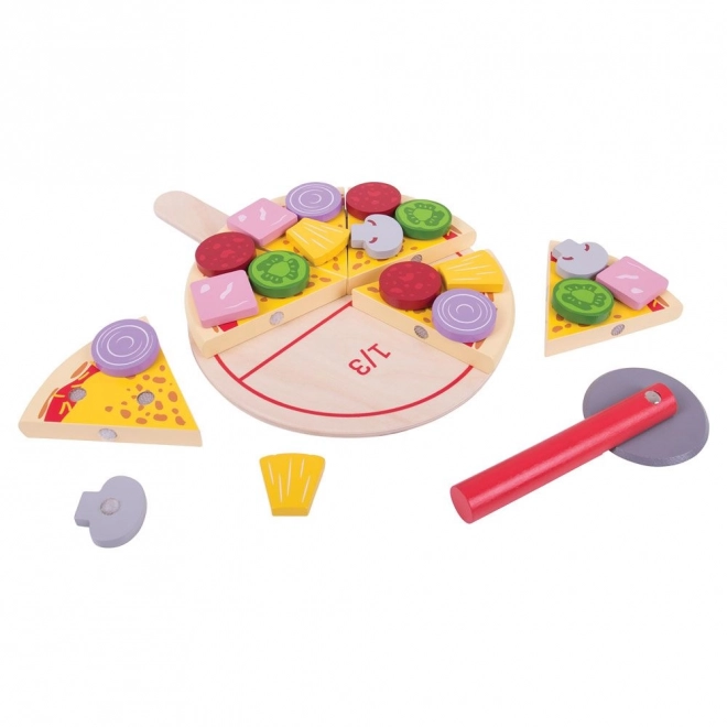 Pizza de tăiat din lemn Bigjigs Toys