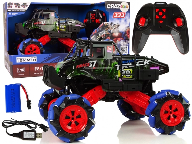Mașină de drift off-road controlată de la distanță 1:16 2.4G Rotație de 360 de grade – Verde
